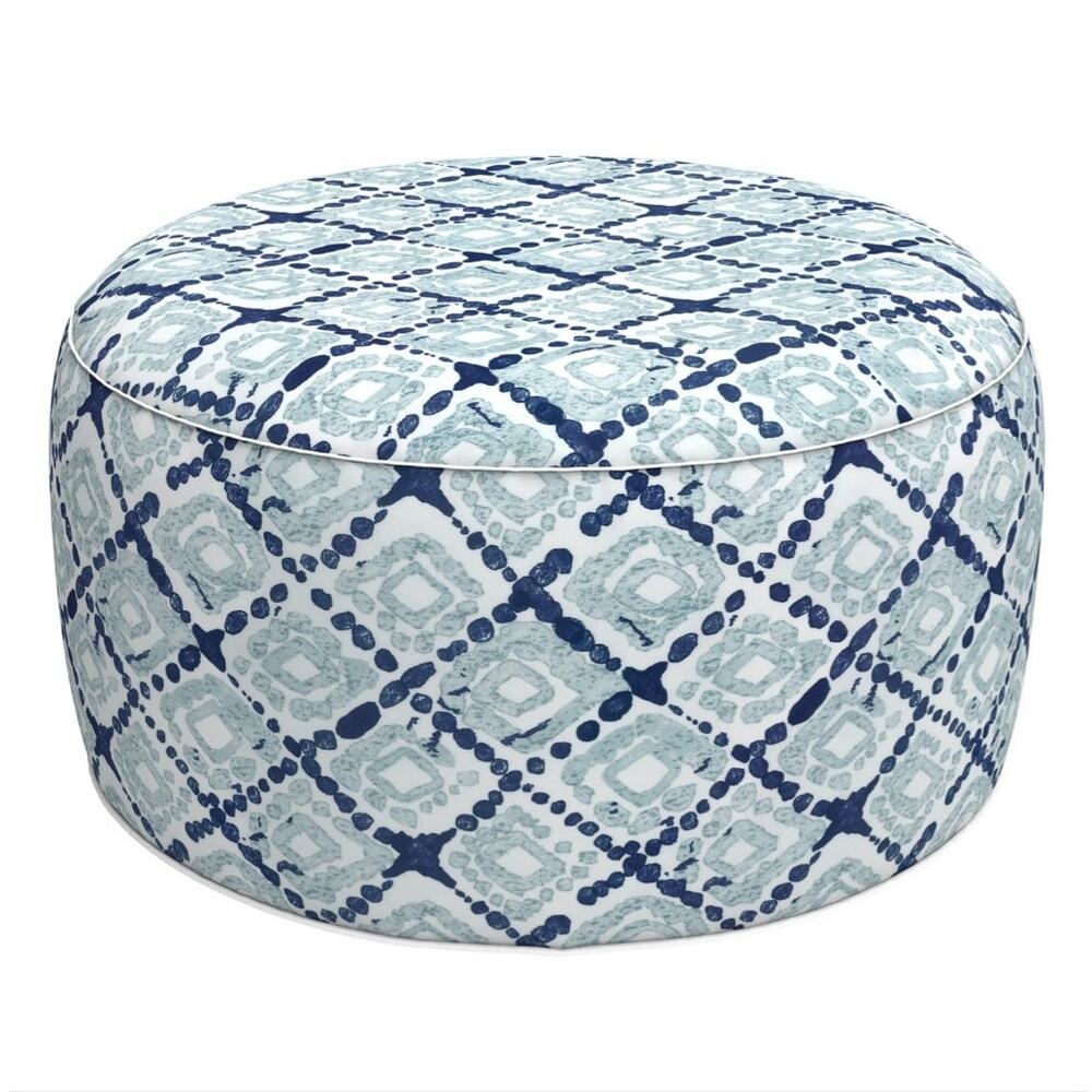 LVTXIII Outdoor Inflatable Ottoman 31"D X 31"W X 14"H Color: Boho Geometry Blue